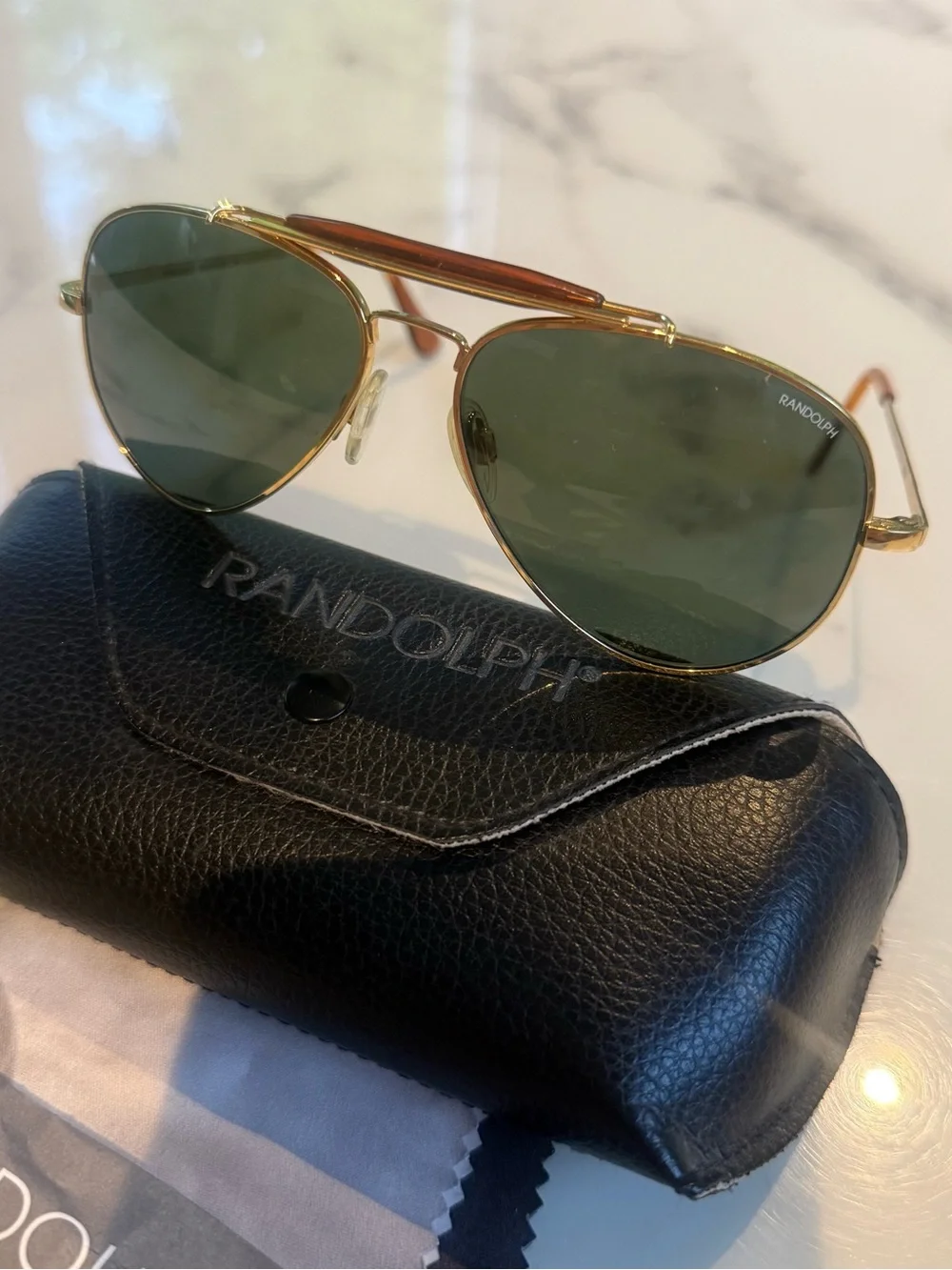 Randolph Sportsman Aviator Sunglasses 23k GP 140mm